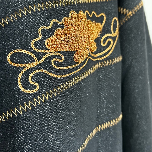 Women's Navy and Tan Embroidered Jacket - Picture 3 of 9
